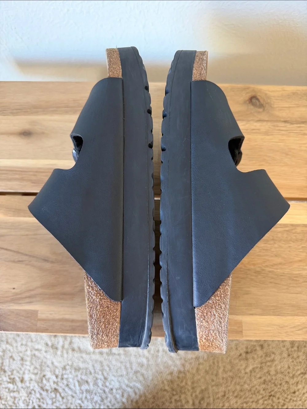 Birkenstock Papillio Platform Black Two-Strap Sandals